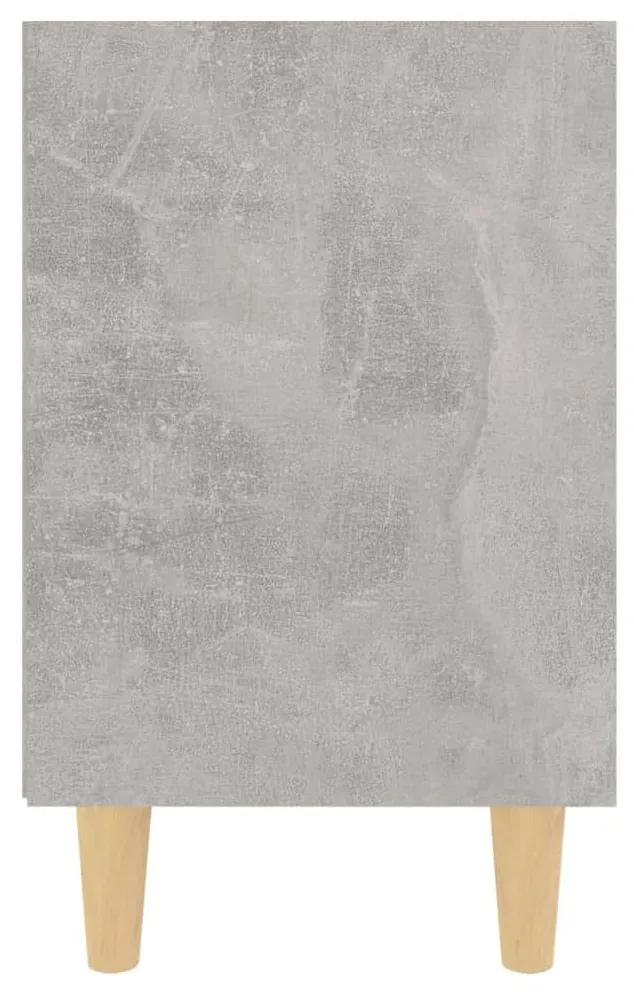 Κομοδίνο Γκρι Σκυροδέματος 40 x 30 x 50 εκ. Μασίφ Ξύλινα Πόδια - Γκρι