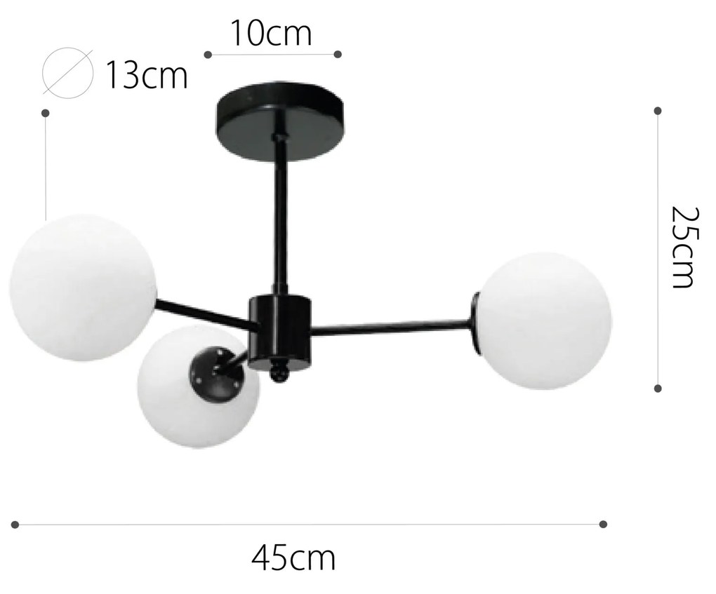 InLight Κρεμαστό φωτιστικό από μαύρο μέταλλο και λευκή οπαλίνα 3XG9 D:45cm (5016-3)