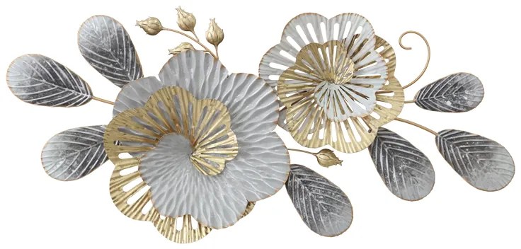 Διακοσμητικό τοίχου Barney Inart μέταλλο σε χρυσή-λευκή απόχρωση 85.5x39x5.5εκ