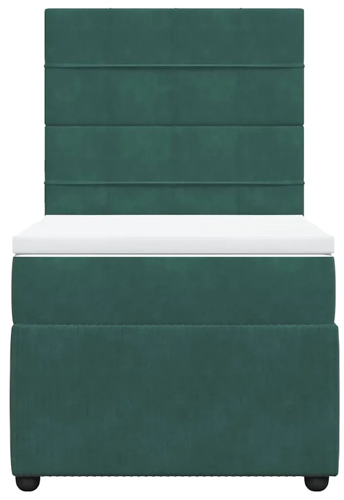 vidaXL Κρεβάτι Boxspring με Στρώμα Σκούρο Πράσινο 80x200 εκ. Βελούδινο