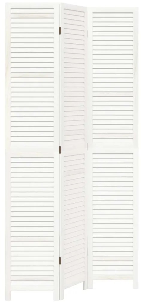 vidaXL Διαχωριστικό Χώρου με 3 Πάνελ Λευκό από Μασίφ Ξύλο Παυλώνιας