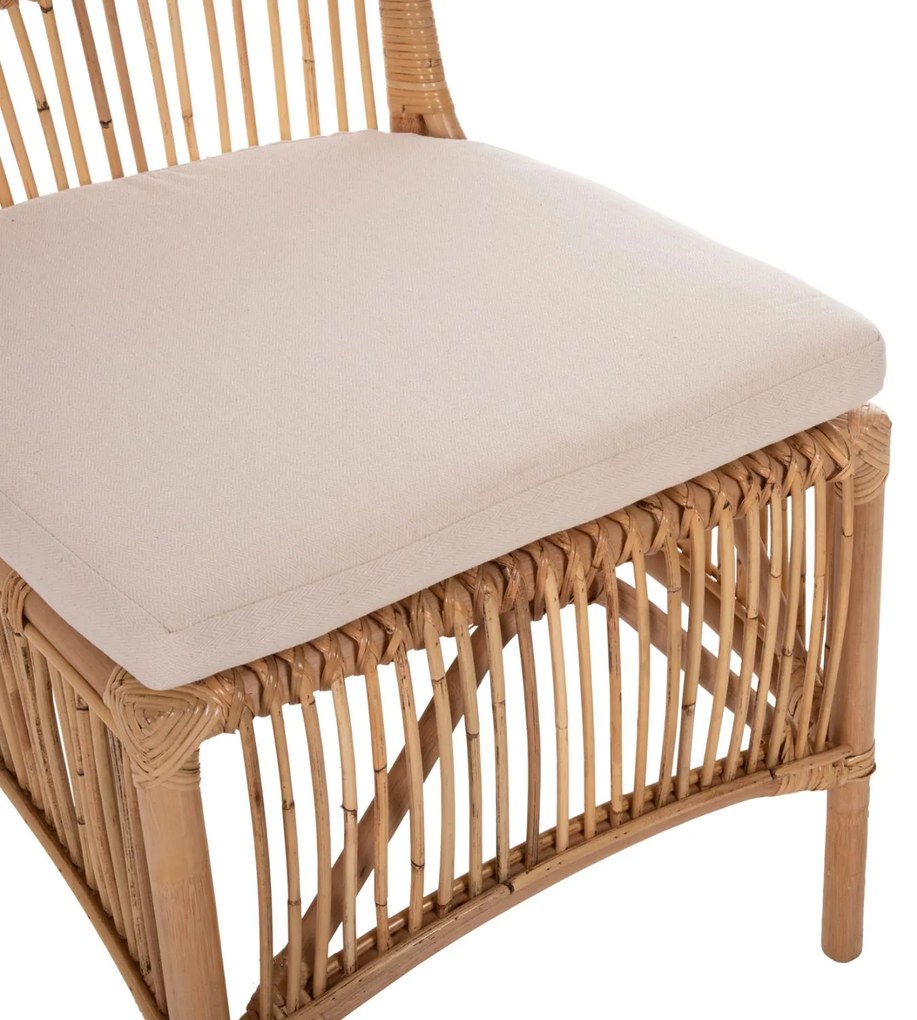 Καρέκλα THALIN Rattan σε Φυσικό και Μαξιλάρι Λευκό 53x58x91Υεκ. 53x58x91 εκ.