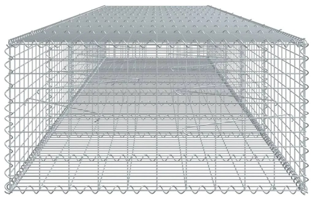 Συρματοκιβώτιο με Κάλυμμα 500x100x50εκ. από Γαλβανισμένο Χάλυβα - Ασήμι