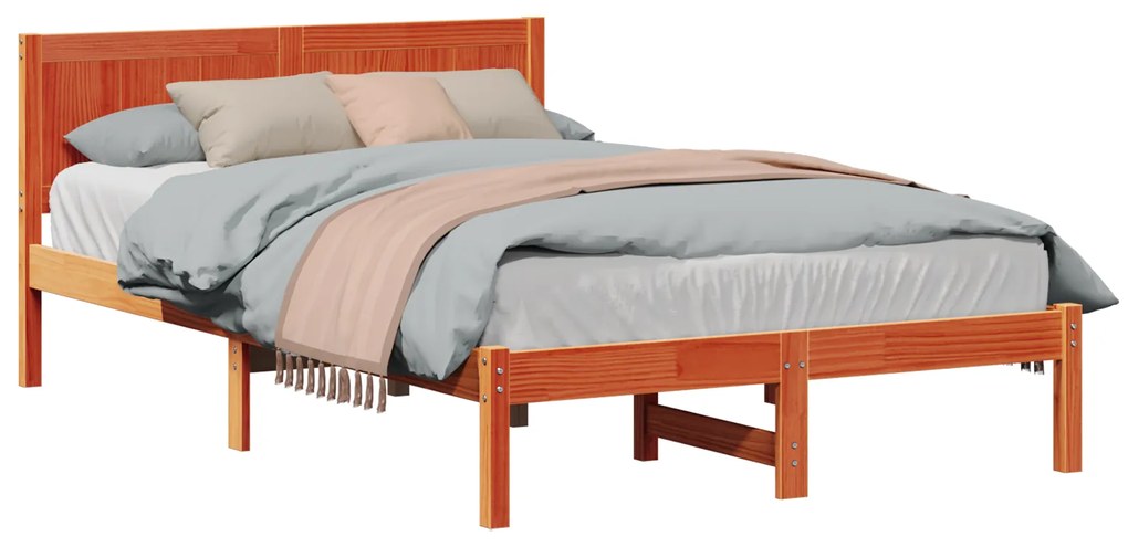 vidaXL Κρεβάτι Καφέ Κερί Καφέ κερί Μασίφ ξύλο 120 x 200 cm Ανθεκτικό