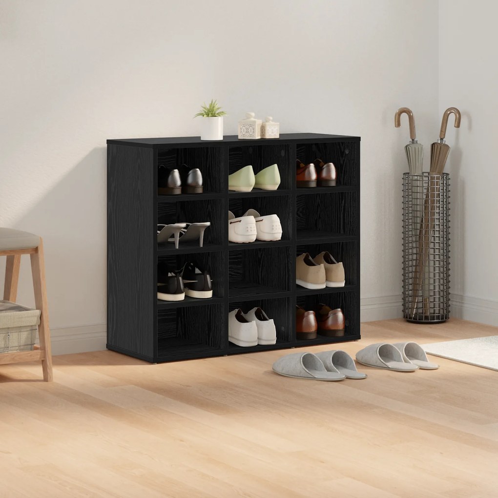vidaXL Ντουλάπα Παπουτσιών Μαύρη δρυς 103x30x51 εκ Επεξεργασμένο ξύλο