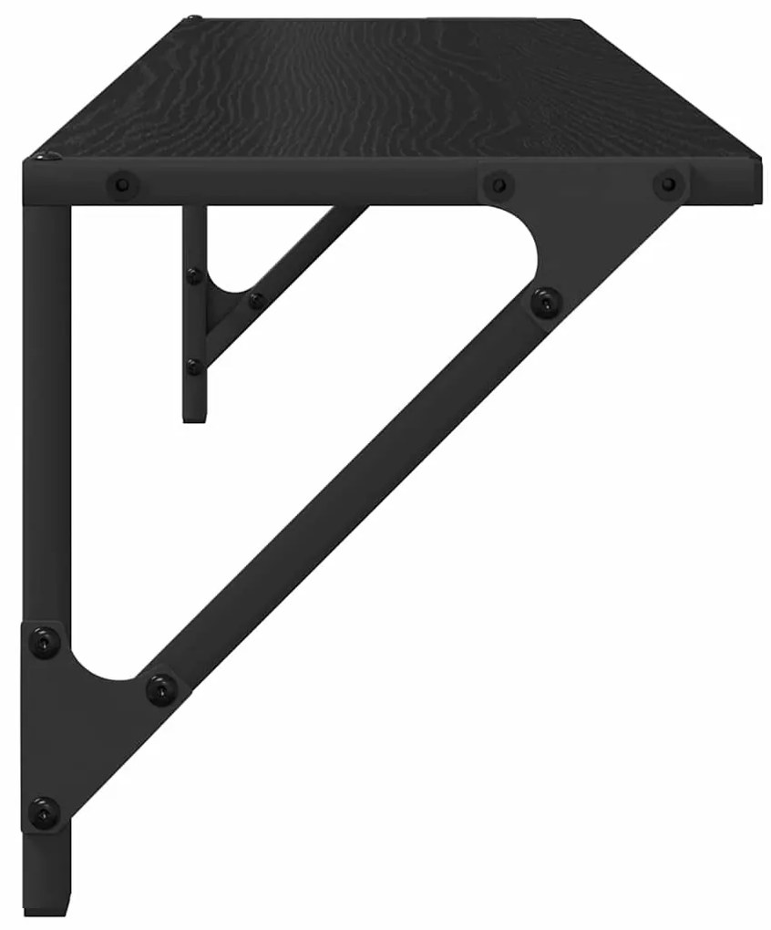 vidaXL Ράφια Τοίχου με ράφι 2 pcs Μαύρη Οξυά 80 x 25 x 25,5 cm