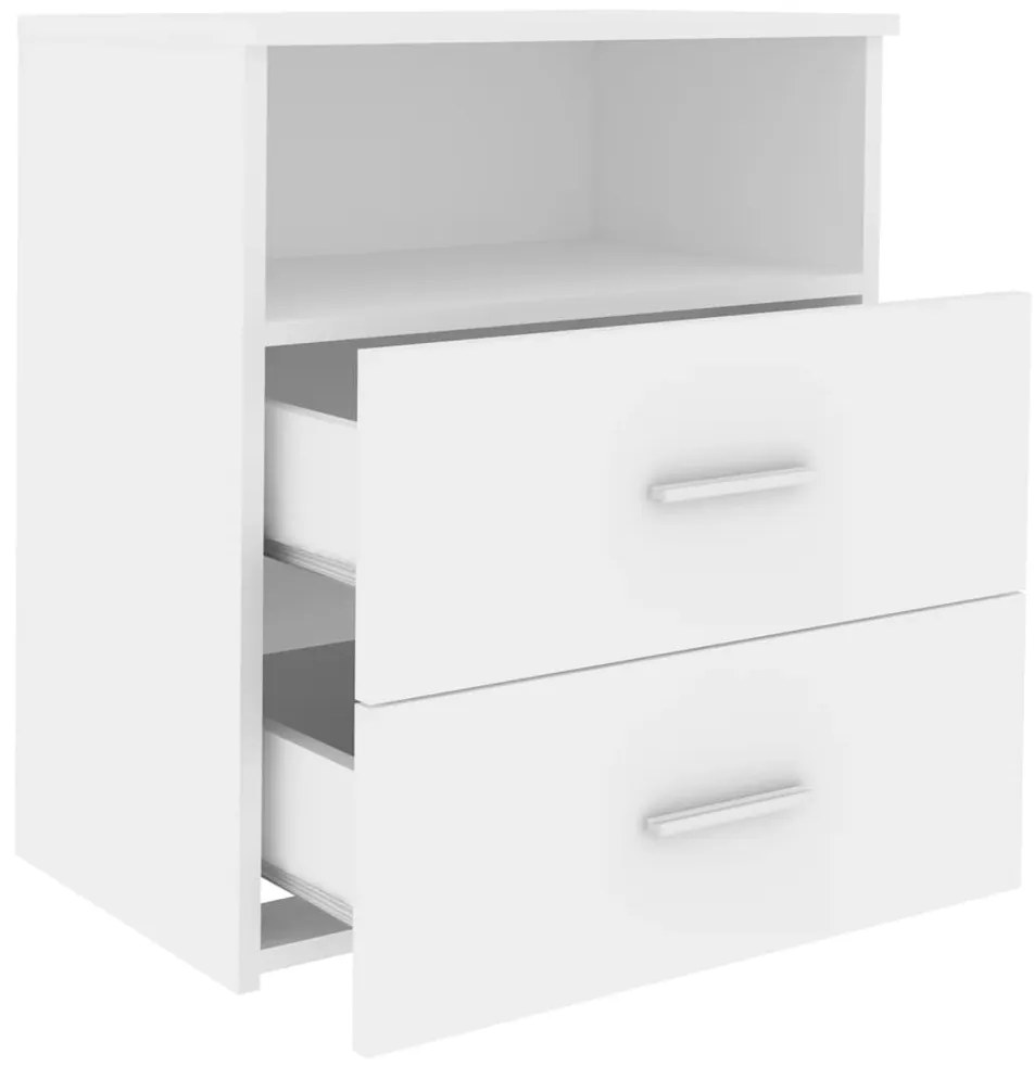 vidaXL Κομοδίνα 2 τεμ. Λευκά 50 x 32 x 60 εκ. από Επεξ. Ξύλο