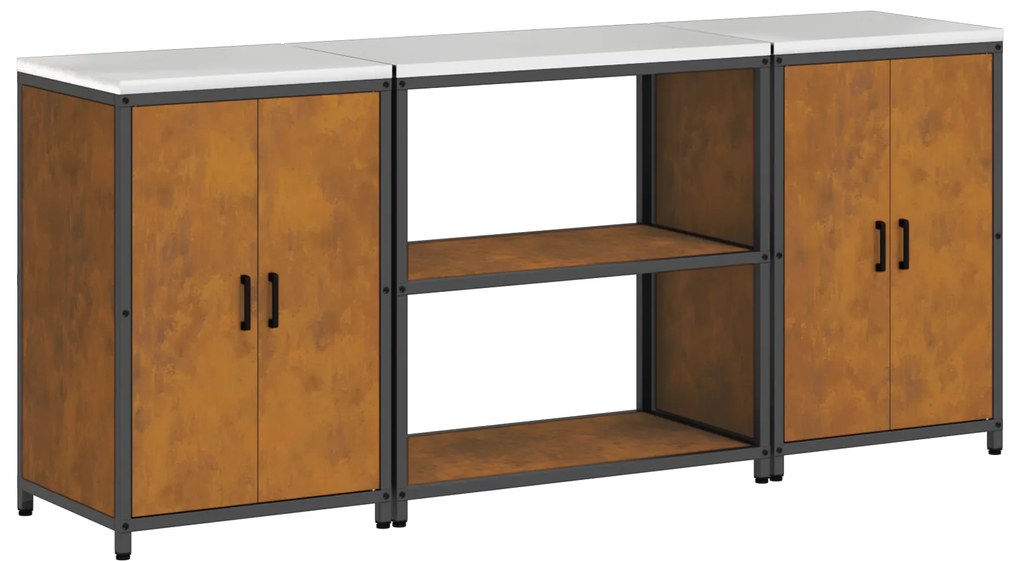 vidaXL Σετ Αποθήκευσης Κουζίνας 3 pcs Σκ rusty 210 x 50 x 92 εκ