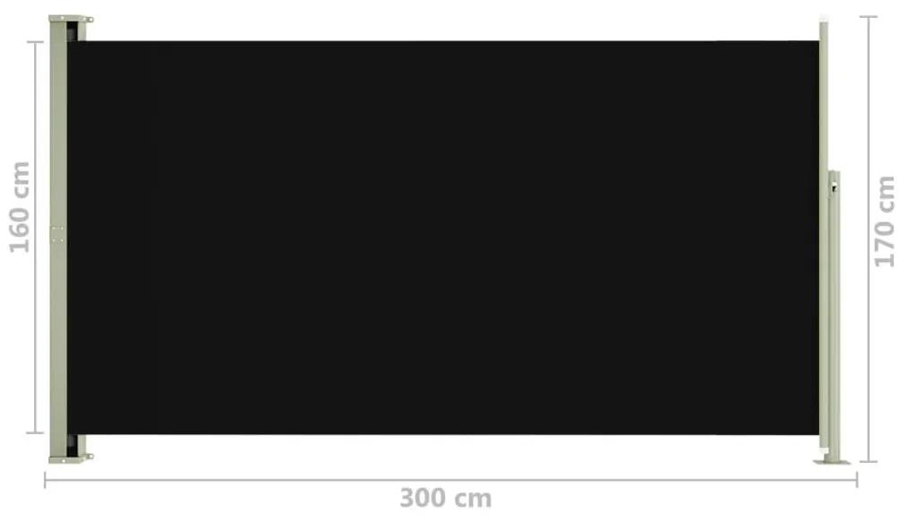 Σκίαστρο Πλαϊνό Συρόμενο Βεράντας Μαύρο 170 x 300 εκ. - Μαύρο