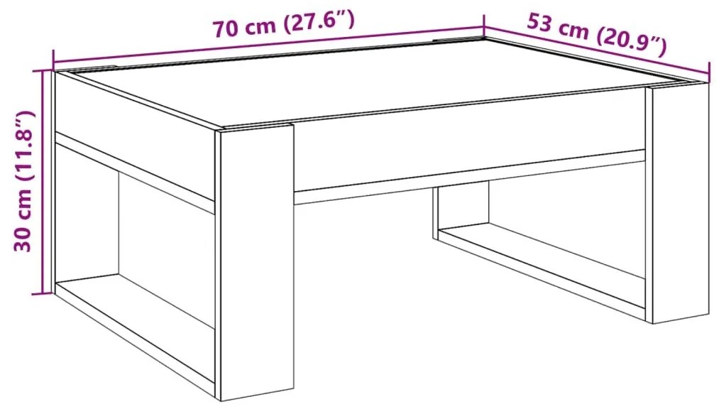 Τραπεζάκι Σαλονιού Infinity LED Μαύρο 70x53x30 εκ. - Μαύρο