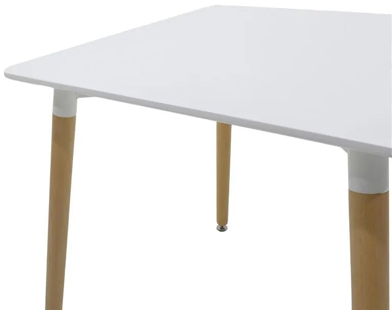 Τραπέζι Natali MDF λευκό-πόδια σε φυσική απόχρωση 80x80x76εκ 80x80x76 εκ.
