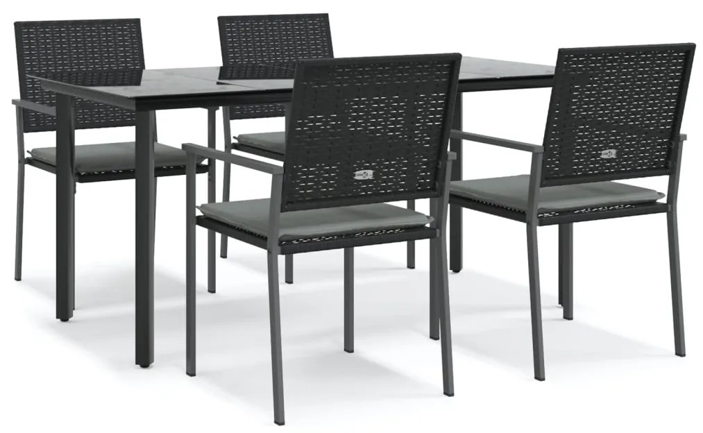 vidaXL Σετ Τραπεζαρίας Κήπου 5 τεμ. Συνθ. Ρατάν / Ατσάλι με Μαξιλάρια