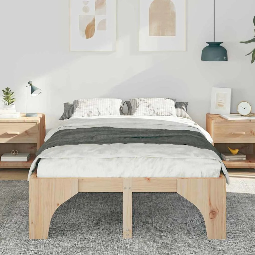 vidaXL Κρεβάτι δαπέδου με αποθήκευση Καφέ 120 x 190 cm Ξύλο πεύκου