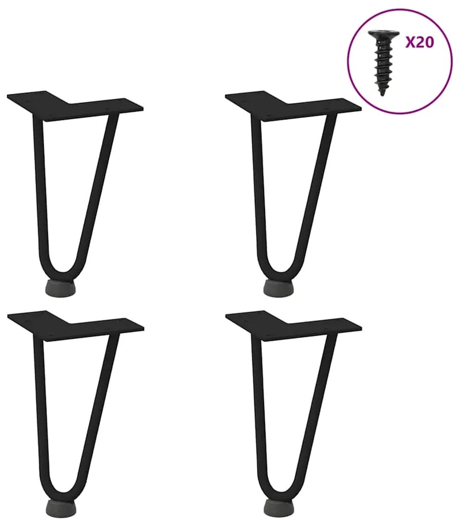 Πόδια Φουρκέτας για Τραπεζάκι Σαλονιού 4 τεμ. Μαύρο 20 εκ. από Μασίφ Ατσάλι