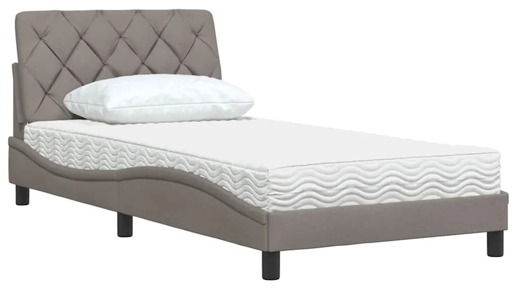 vidaXL Κρεβάτι με Στρώμα Taupe 100 x 200 εκ. Υφασμάτινο