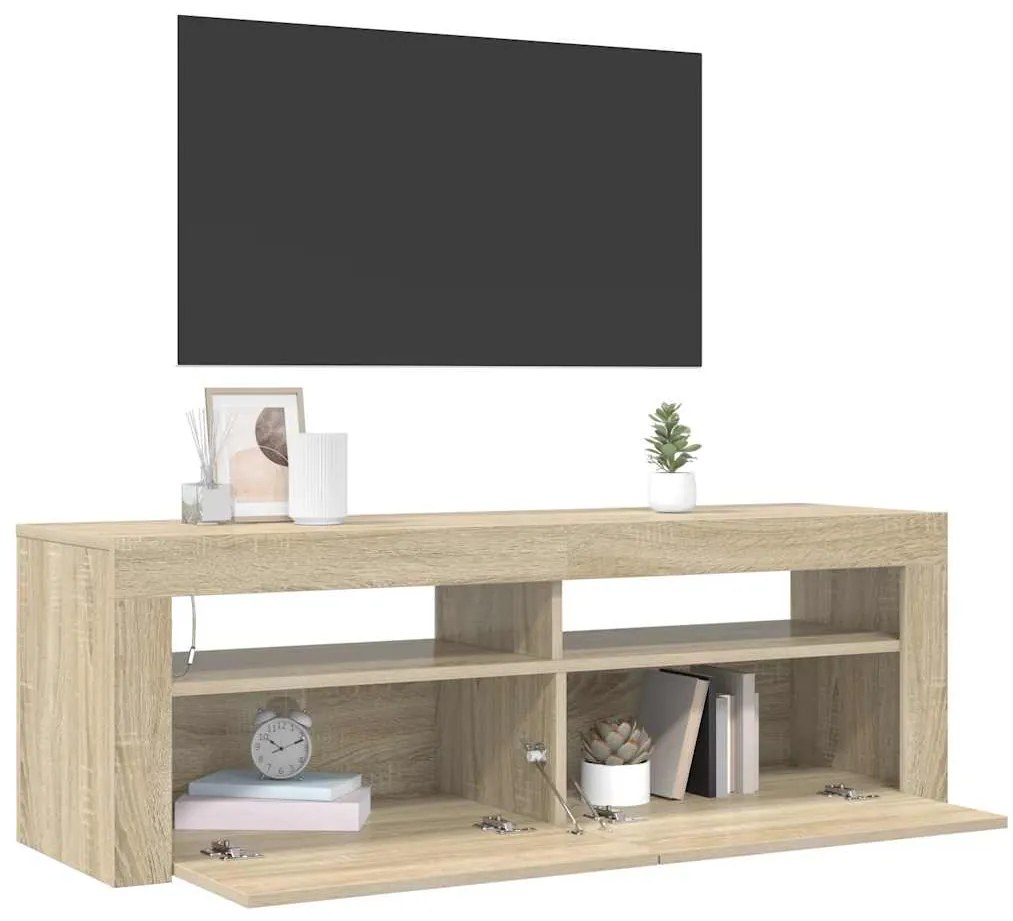 vidaXL Έπιπλο Τηλεόρασης με LED Sonoma Δρυς 120x35x40 εκ.