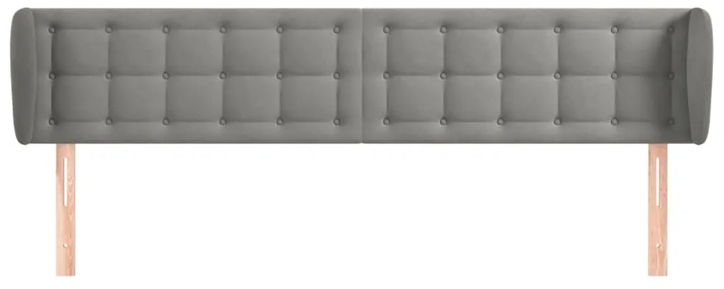Κεφαλάρι με Πτερύγια Ανοιχτό Γκρι 203x23x78/88 εκ. Βελούδινο 3117644