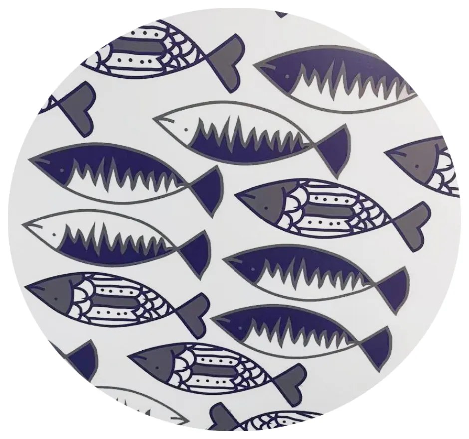 FISHY COFFEE TABLE ΠΟΛΥΧΡΩΜΟ ΜΕ PATTERN ΛΕΥΚΟ D75xH37,5cm - 04-0649 - 04-0649