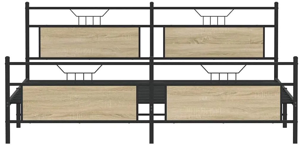 vidaXL Σκελετός Κρεβ. Χωρίς Στρώμα Sonoma Δρυς 200x200 εκ. Μεταλλικό