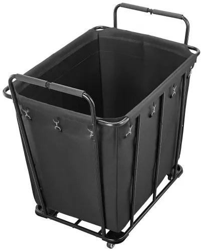 VEVOR Laundry Cart, Rolling Grocery Utility Cart with Waterproof Liner & Swivel Wheels, 118 KG Large Load Capacity, Heavy Duty Shopping Basket for Laundry, Shopping, Camping, Grocery, Luggage, Black