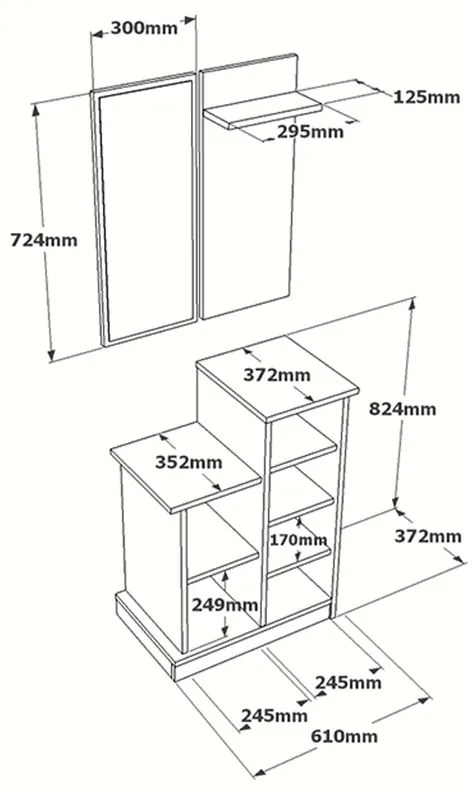 Έπιπλο εισόδου Wizbo pakoworld μελαμίνης λευκό 61x37x82.5εκ (1 τεμάχια)