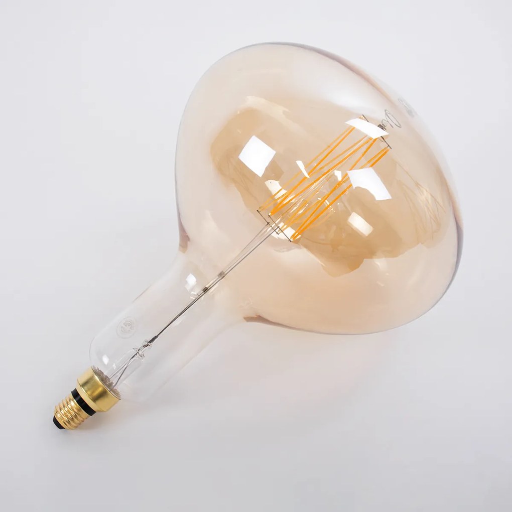 GloboStar 99027 Λάμπα LED Zig Long Filament E27 R280 BUTTERNUT Γλόμπος 6W 420lm 360° AC 220-240V IP20 Φ28 x Υ41cm Ultra Θερμό Λευκό 2200K με Μελί Γυαλί - Dimmable - 3 Years Warranty - 99027