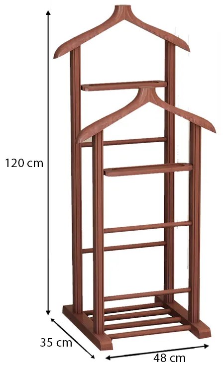 Επιδαπέδια κρεμάστρα Beta II Megapap ξύλινη χρώμα καρυδί 48x35x120εκ.