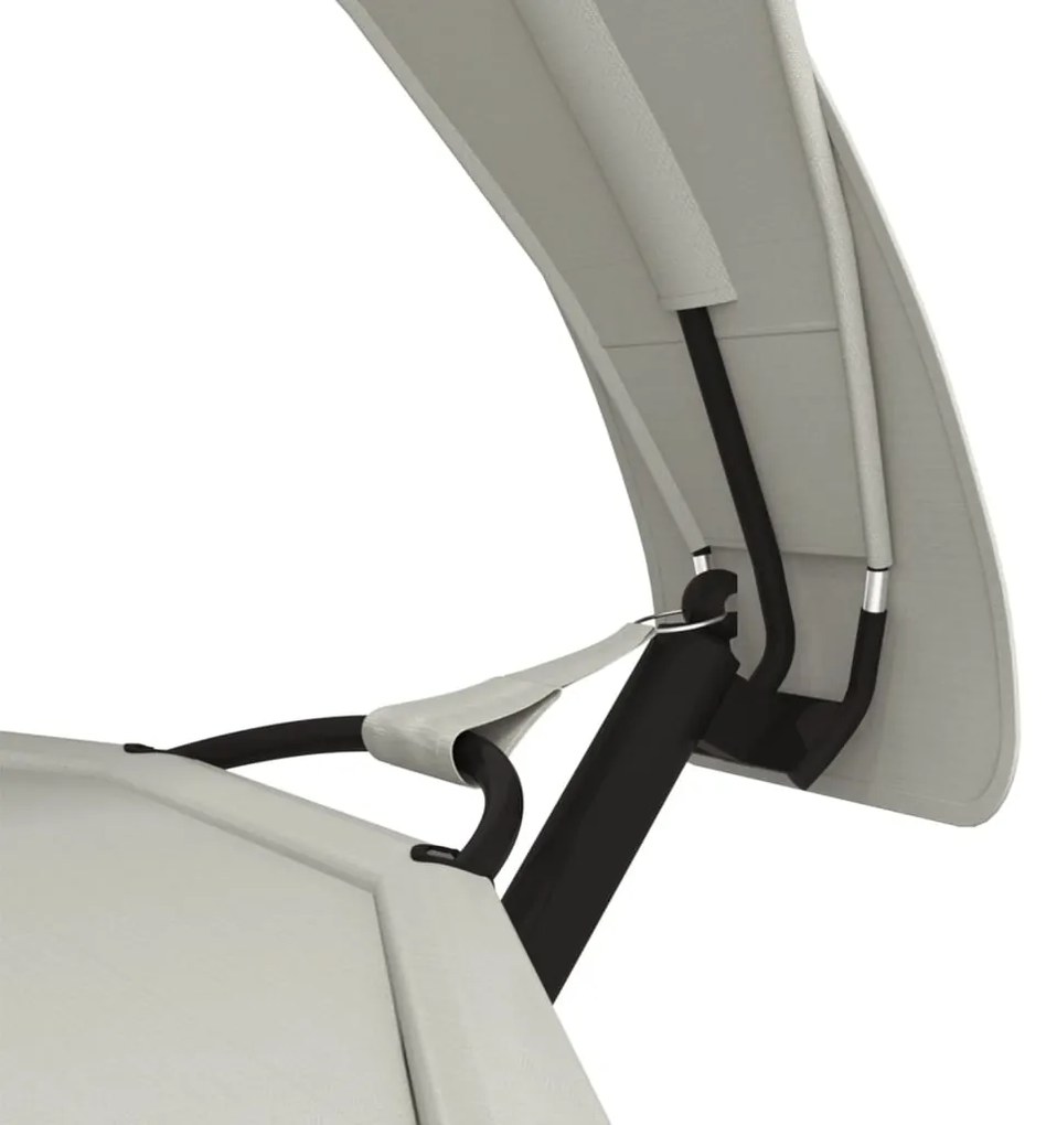 vidaXL Ξαπλώστρα Εξ.Χωρ. με Σκέπαστρο Κρεμ από Ατσάλι + Ύφασμα Oxford