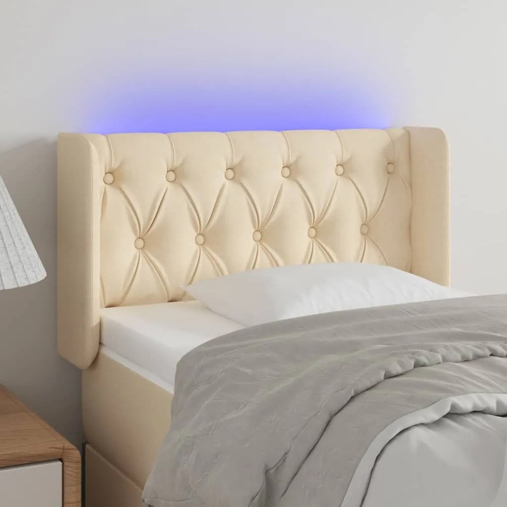vidaXL Κεφαλάρι Κρεβατιού LED Κρεμ 83x16x78/88 εκ. Υφασμάτινο