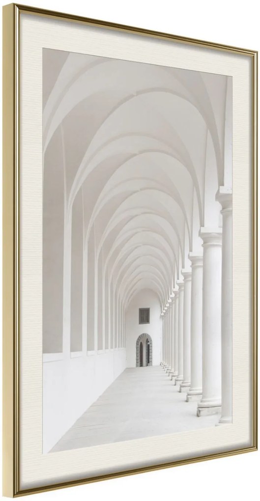 Αφίσα - White Colonnade  - 20x30 - Χρυσό - Με πασπαρτού