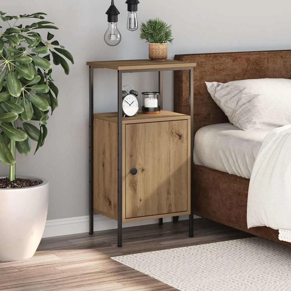vidaXL Κομοδίνο τεχνίτης Δρυς 41x31x80 εκ. από Επεξεργασμένο Ξύλο