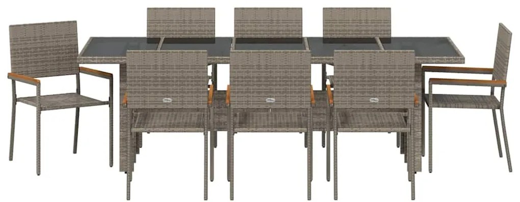 vidaXL Σέτ φαγητού για κήπο 9 pcs Γκρι συνθετικό ρατάν