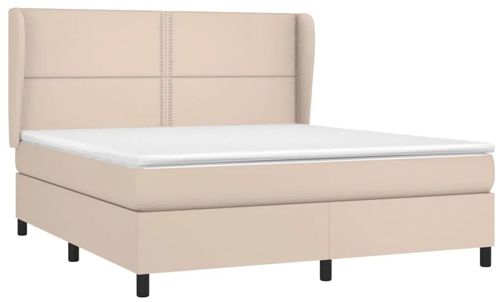 vidaXL Κρεβάτι Boxspring με Στρώμα Καπουτσίνο 180x200 εκ. Συνθ. Δέρμα