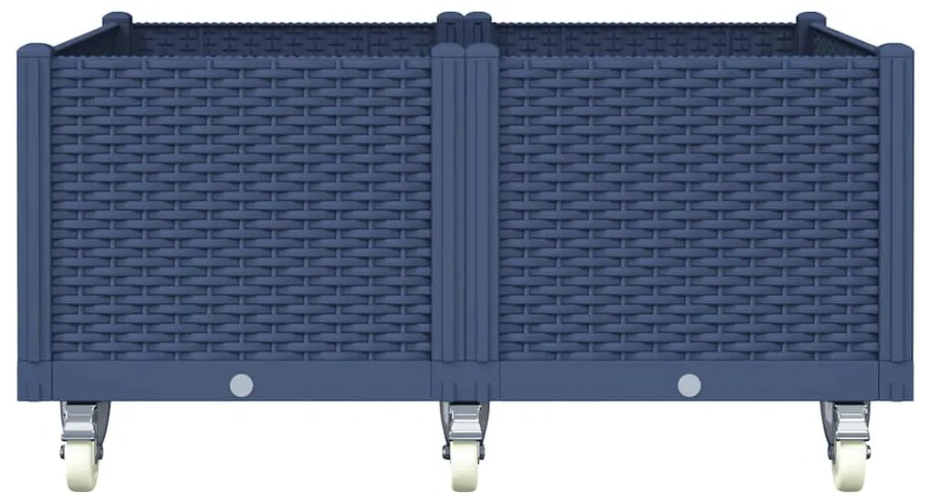 vidaXL Ζαρντινιέρα Κήπου με Ροδάκια Μπλε Γκρι 100x80x54εκ. Πολυπροπυλένιο