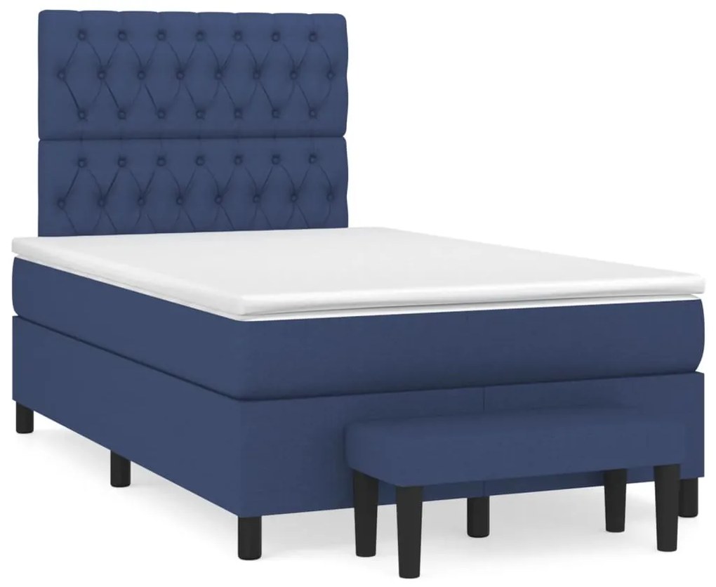 vidaXL Κρεβάτι Boxspring με Στρώμα Μπλε 120x200 εκ. Υφασμάτινο