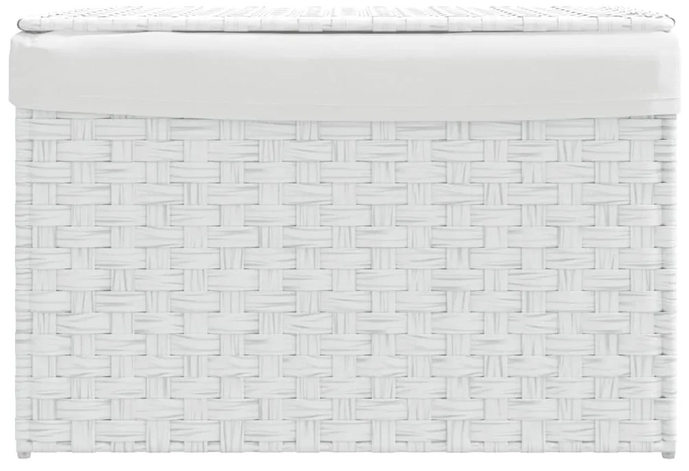 vidaXL Καλάθι Πλυντηρίου με Καπάκι Λευκό 55,5 x 35 x 34εκ. Συνθ. Ρατάν