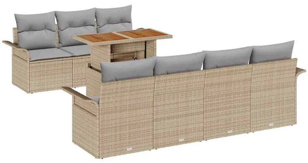 vidaXL Σετ Καναπέ Κήπου 8 pcs μπεζ και ανοιχτό γκρι 100 x 55 x 73 εκ