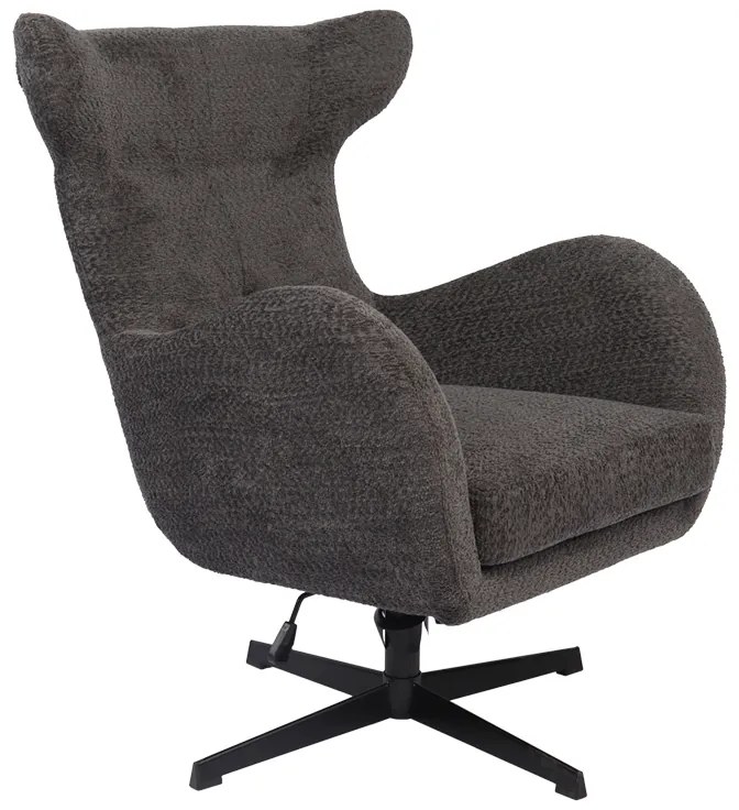 Πολυθρόνα Zefrina pakoworld περιστρεφόμενη ανθρακί ύφασμα με βάση σε μαύρη απόχρωση 77x82x100-107εκ