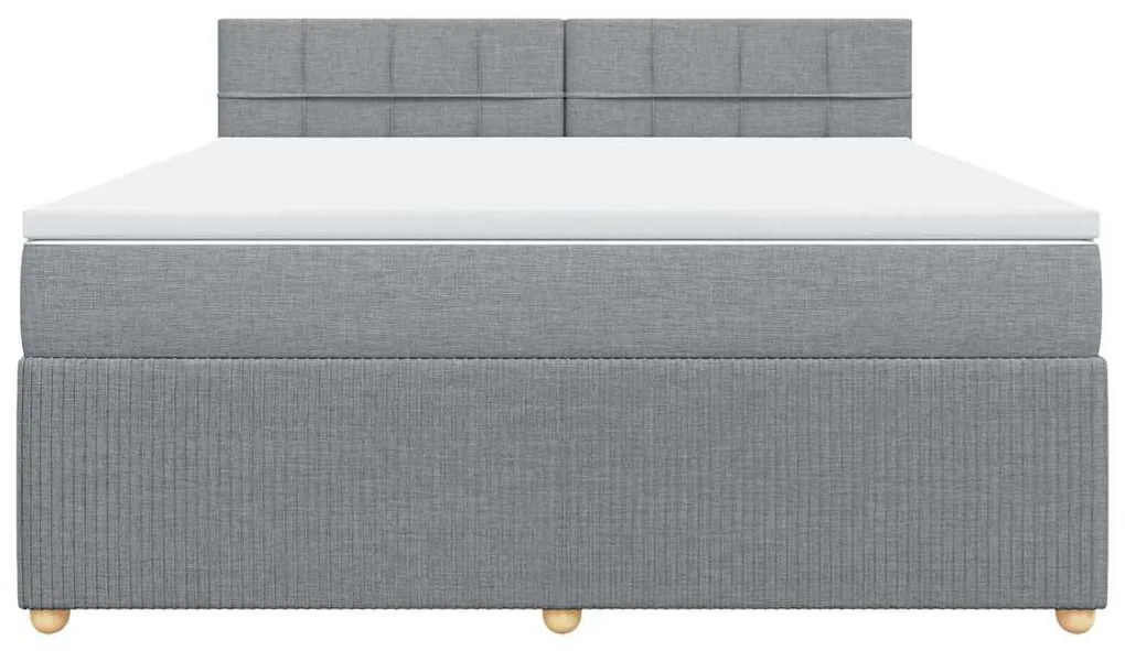 vidaXL Κρεβάτι Boxspring με Στρώμα Ανοιχτό Γκρι 180x200 εκ. Υφασμάτινο