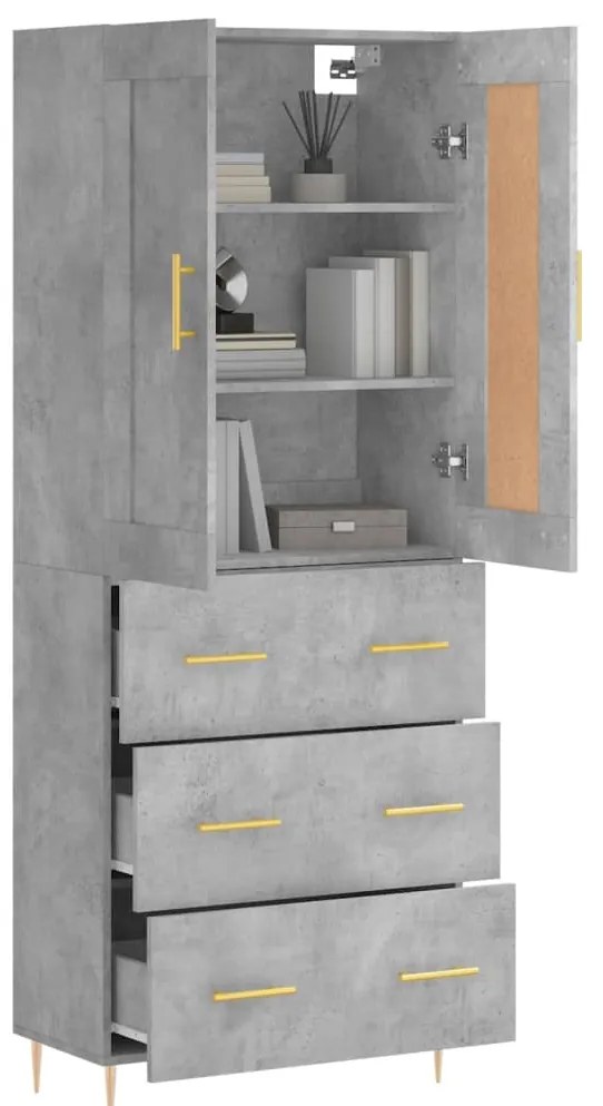 vidaXL Ντουλάπι Γκρι Σκυροδέματος 69,5x34x180 εκ. Επεξεργασμένο Ξύλο