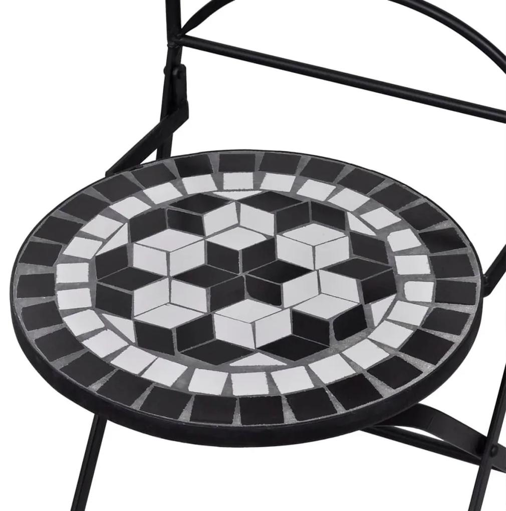 Καρέκλες Bistro Πτυσσόμενες 2 τεμ. Μαύρο / Λευκό Κεραμικές - Πολύχρωμο