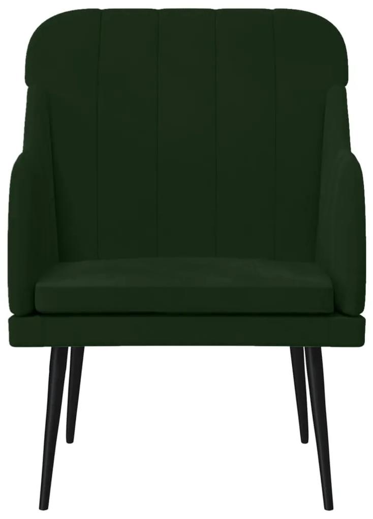 vidaXL Πολυθρόνα Σκούρο Πράσινο 63x76x80 εκ. Βελούδινη