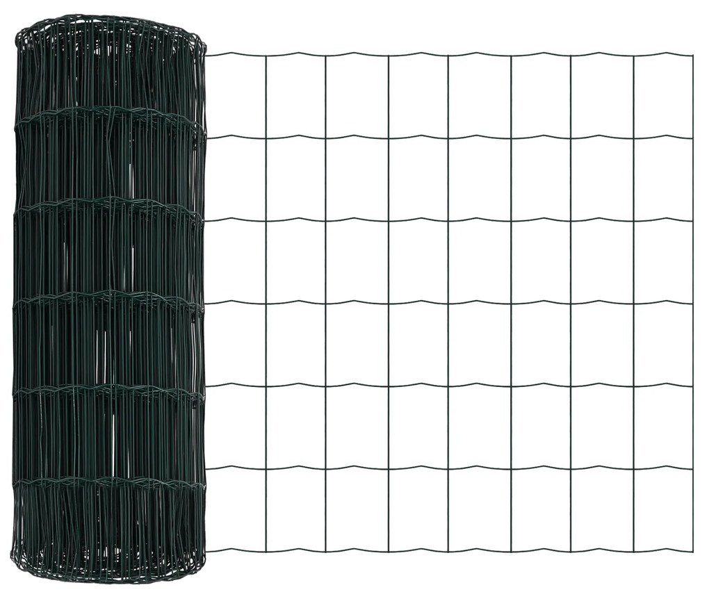 vidaXL Euro Fence με 7 Φλαντζωτές Κολώνες 0.4x10 μ Γαλβανισμένο Ατσάλι