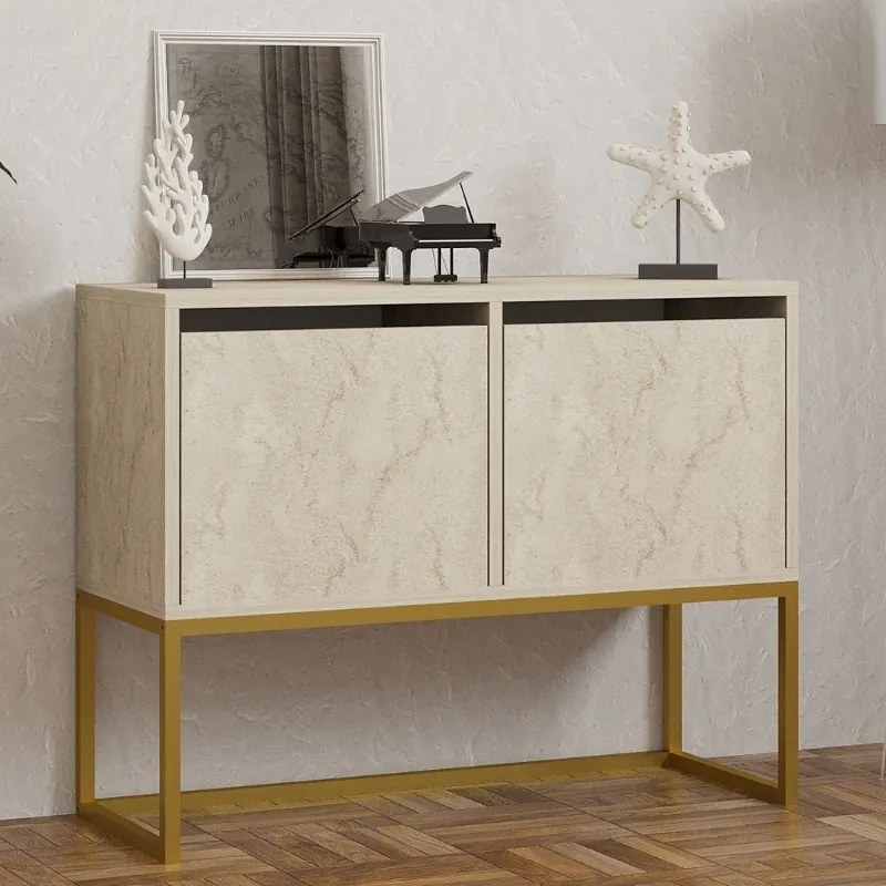 Κονσόλα - Μπουφές Zermat Megapap χρώμα μπεζ travertine - χρυσό 90x34x70εκ. - GP052-0127,1