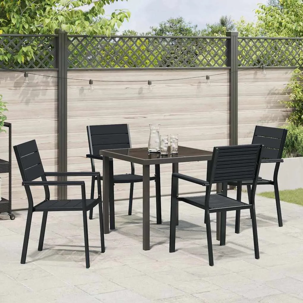 vidaXL Σέτ φαγητού για κήπο 5 pcs Μαύρο HDPE