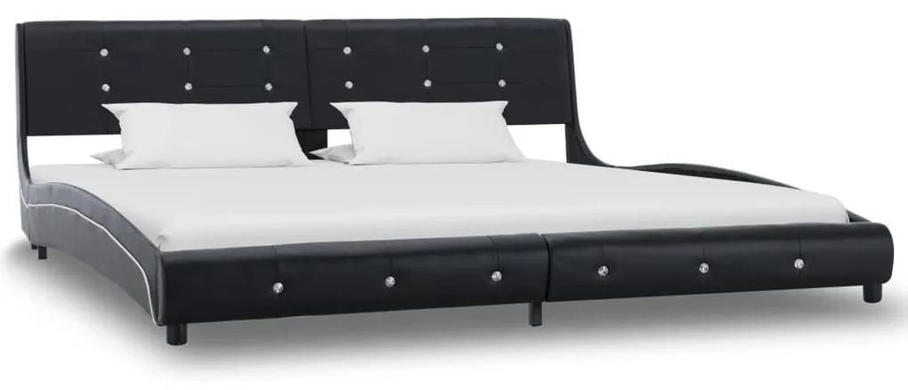 Κρεβάτι Μαύρο 180 x 200 εκ. από Συνθετικό Δέρμα με Στρώμα - Μαύρο