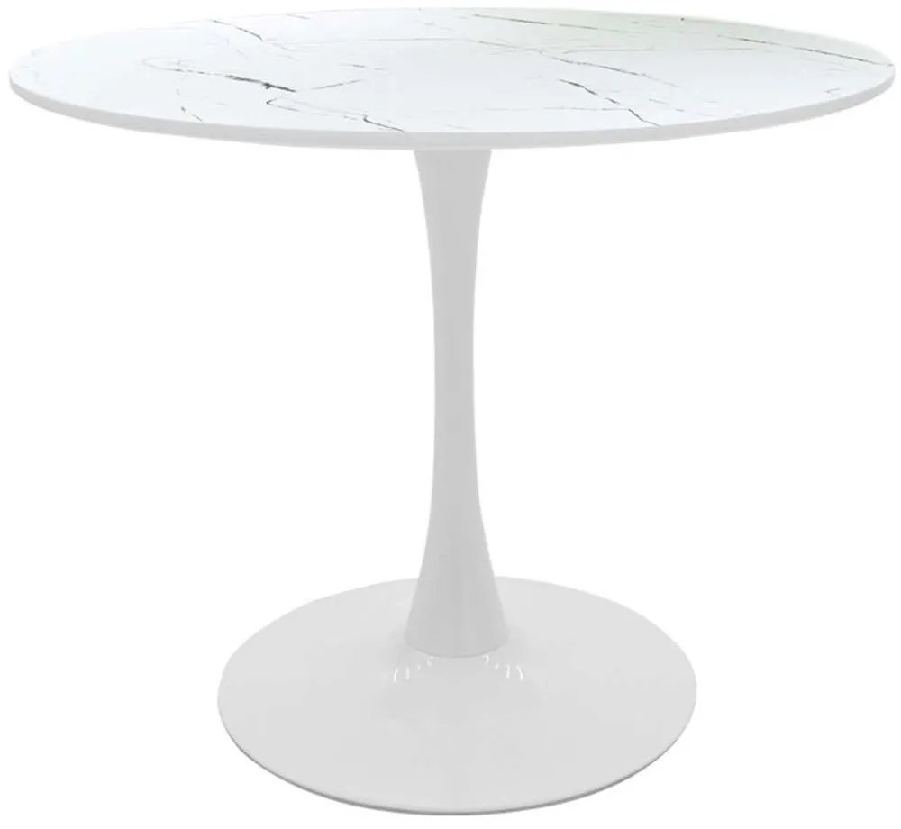 Τραπέζι Balou I 127-000167 Φ120x75cm Marble Effect White Mdf, Metal