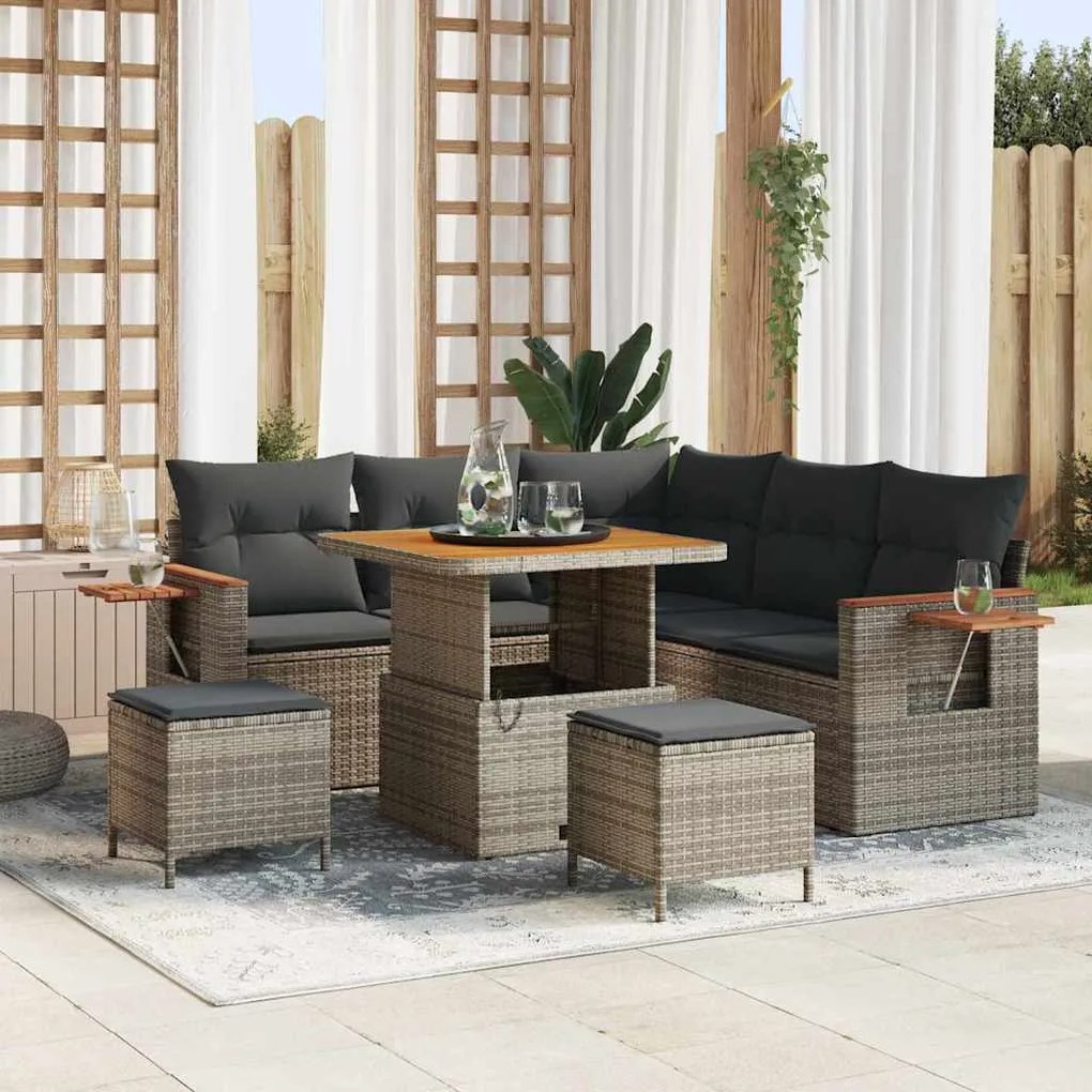vidaXL Σετ Καναπέ Κήπου με μαξιλάρι 8 pcs Γκρι 80 x 80 x 71 cm