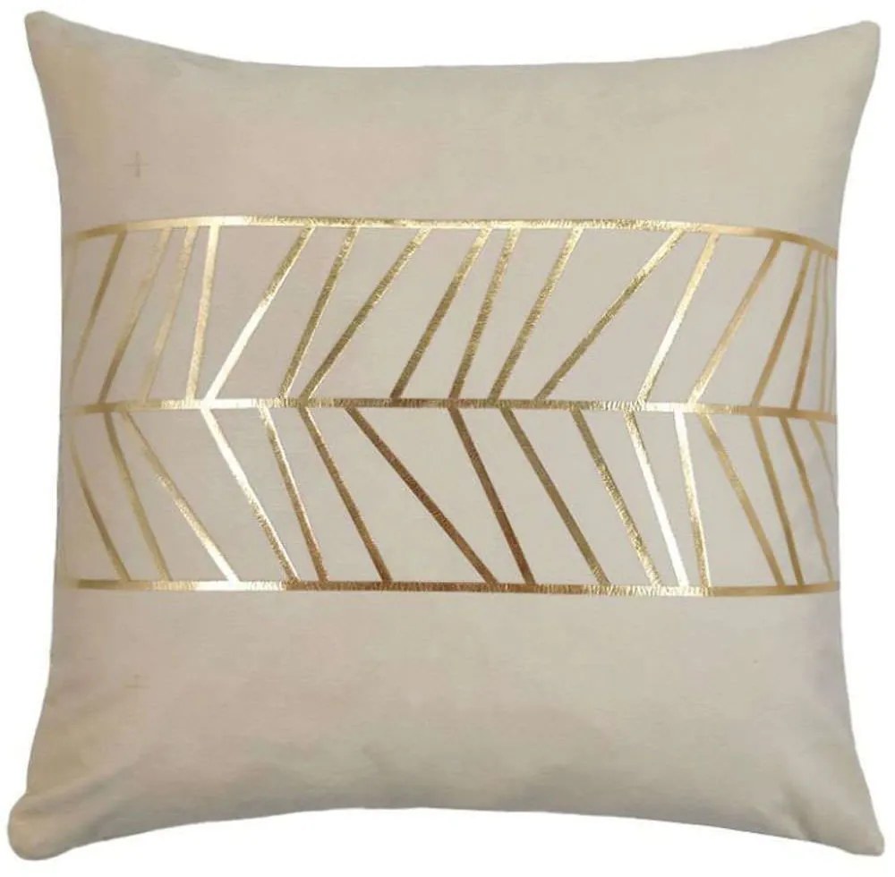 Μαξιλάρι Διακοσμητικό (Με Γέμιση) Details 023359 Beige-Gold 45X45 Βελούδο