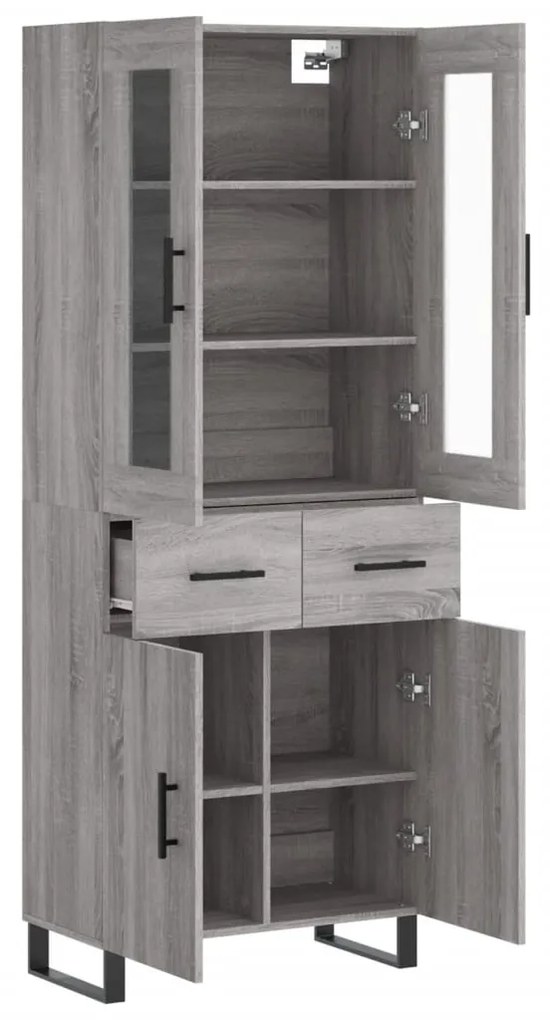 vidaXL Ντουλάπι Γκρι Sonoma 69,5 x 34 x 180 εκ. Επεξεργασμένο Ξύλο